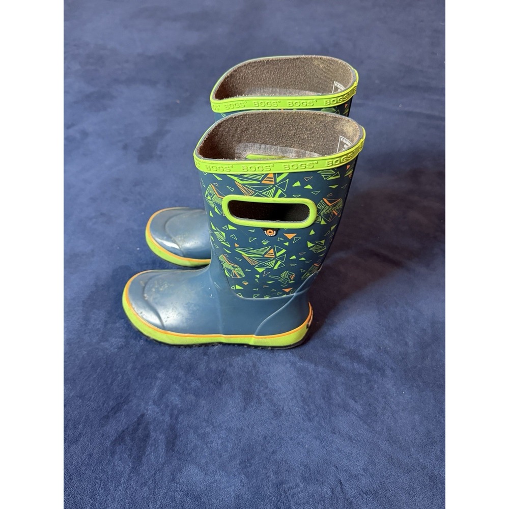 Bogs Kids Rain Boots Trigeo Navy Green Orange Waterproof 72381-469 Size 3